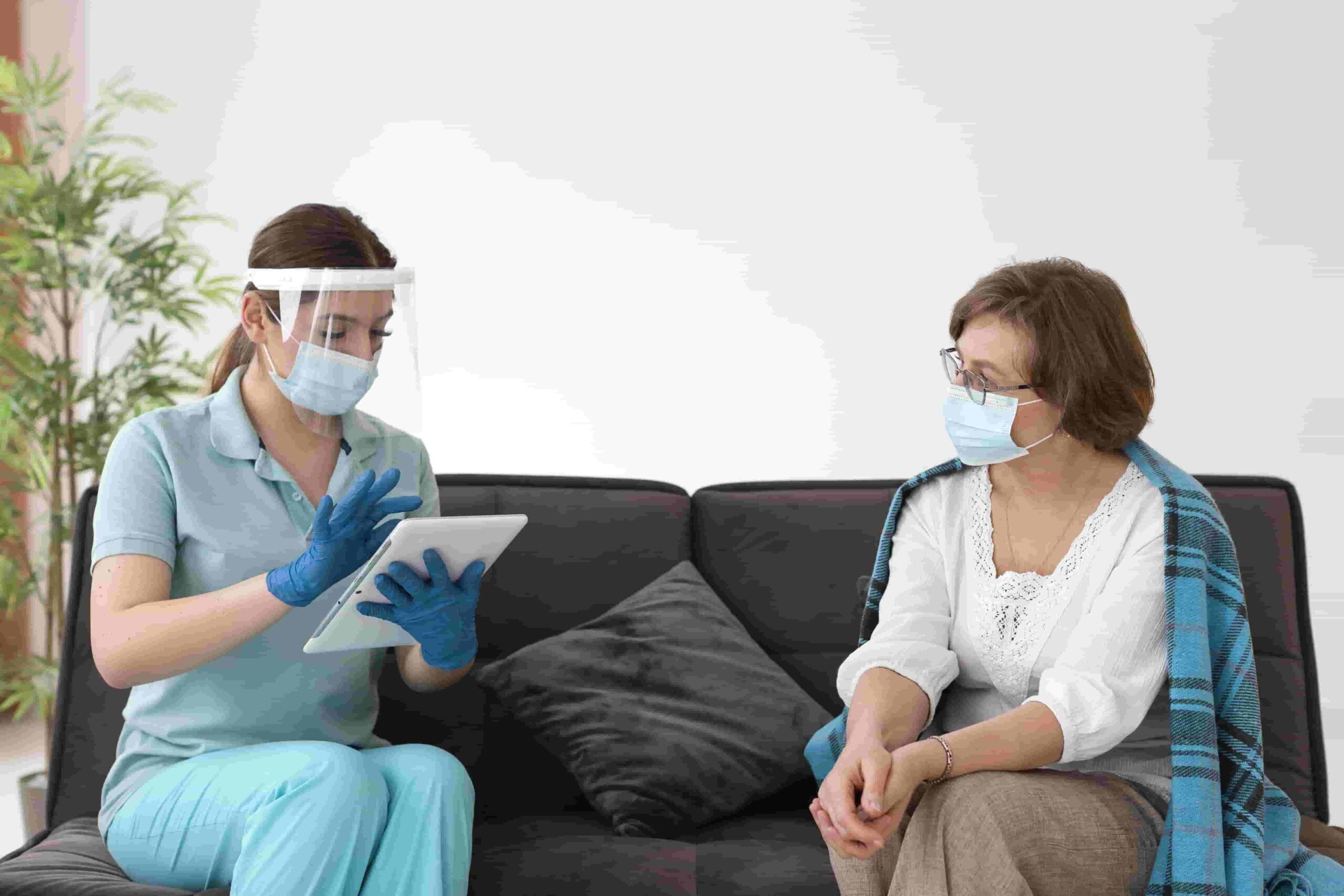 Medium Shot Woman Checking Patient Wellbeing